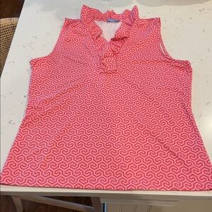 J. McLaughlin Pink Patterned Sleeveless Blouse